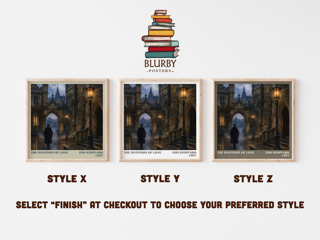The invention of love literary print in frame leaning in hallway – literary fiction wall art (mockup)