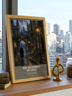 The invention of love book cover print framed by window – literary home decor