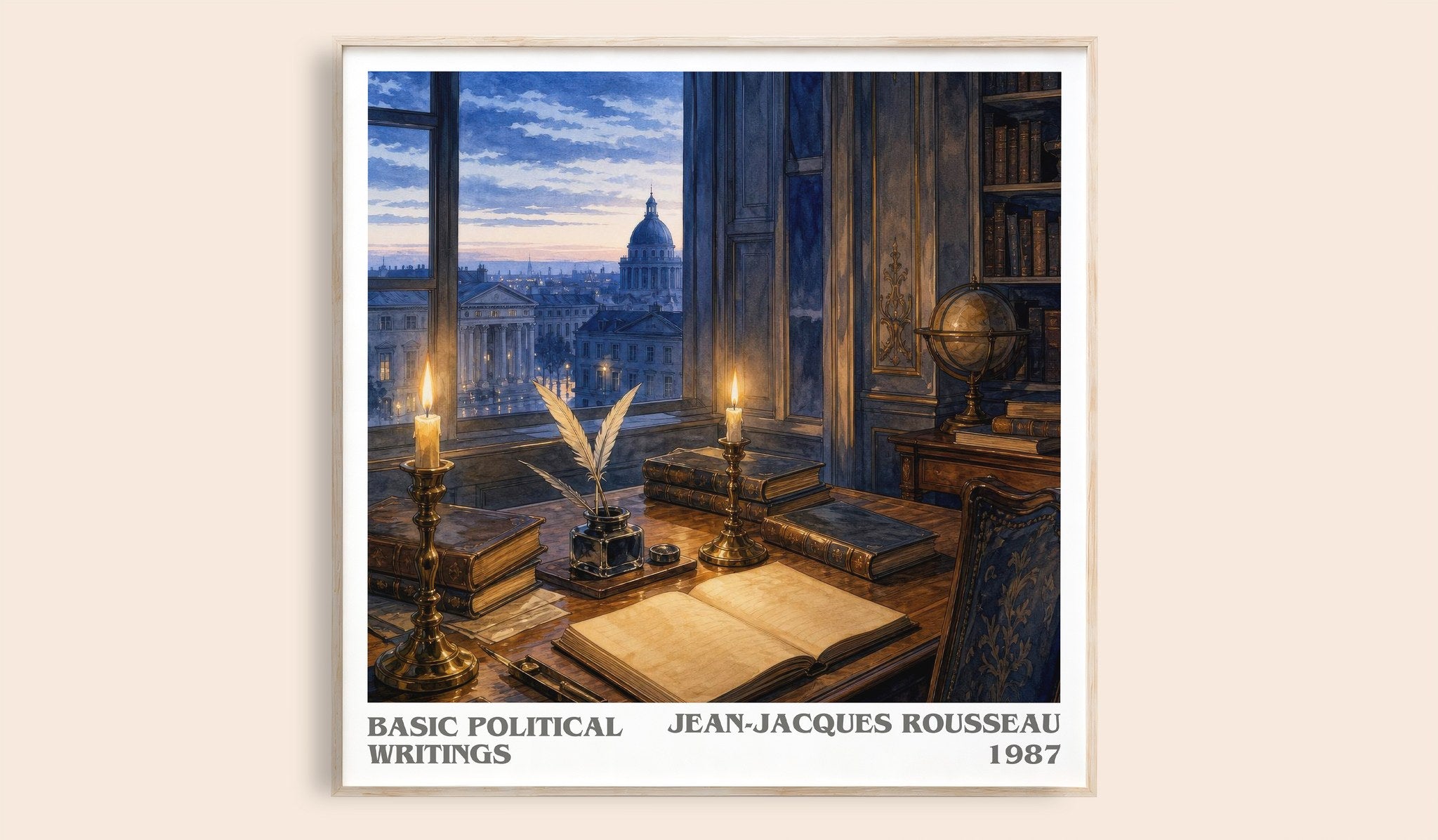 Basic political writings Literary Art Print by Jean-Jacques Rousseau