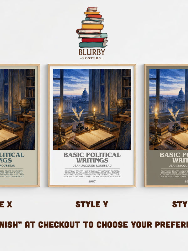 Basic political writings bookish print in frame leaning in hallway – philosophy wall art