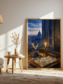Basic political writings watercolour print in frame leaning in hallway – philosophy wall art