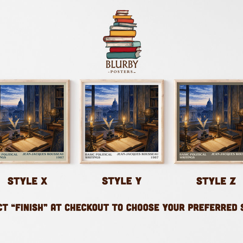 Basic political writings literary print in frame leaning in hallway – philosophy wall art