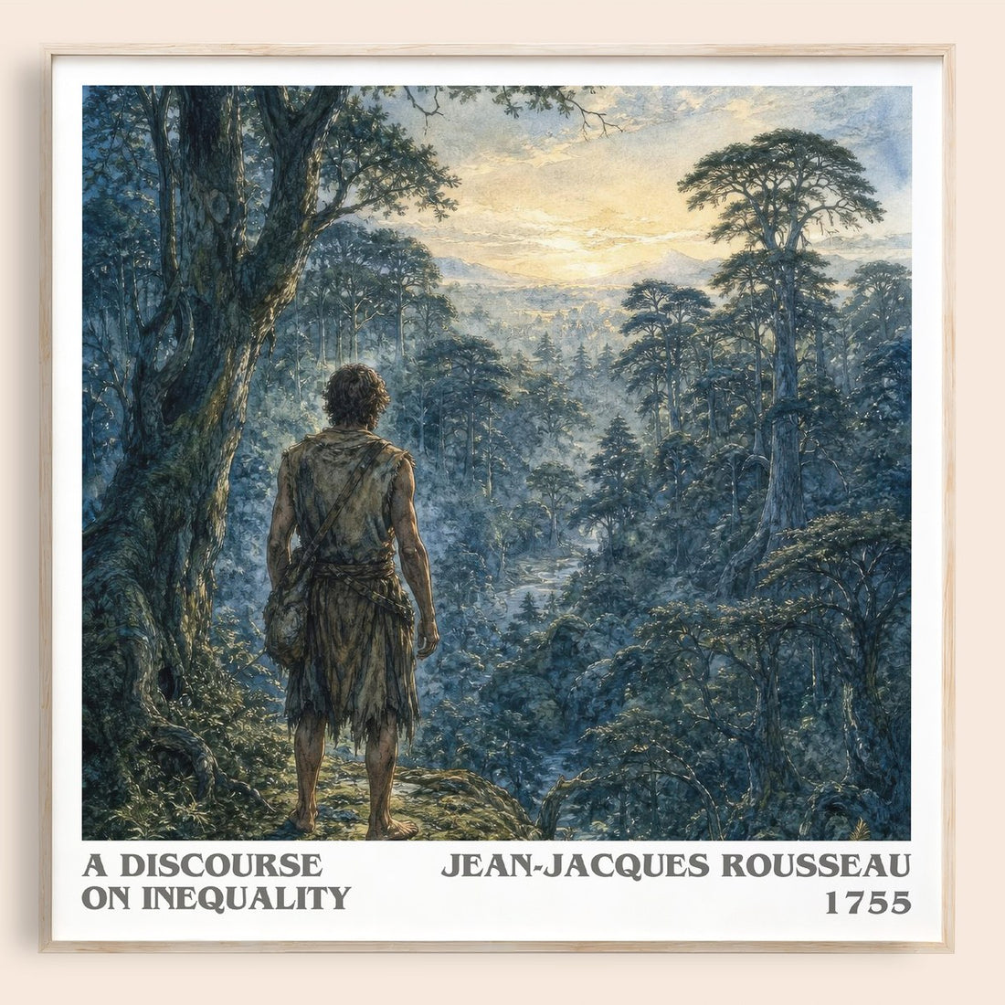 A discourse on inequality literary book poster by Jean-Jacques Rousseau – framed literary art print