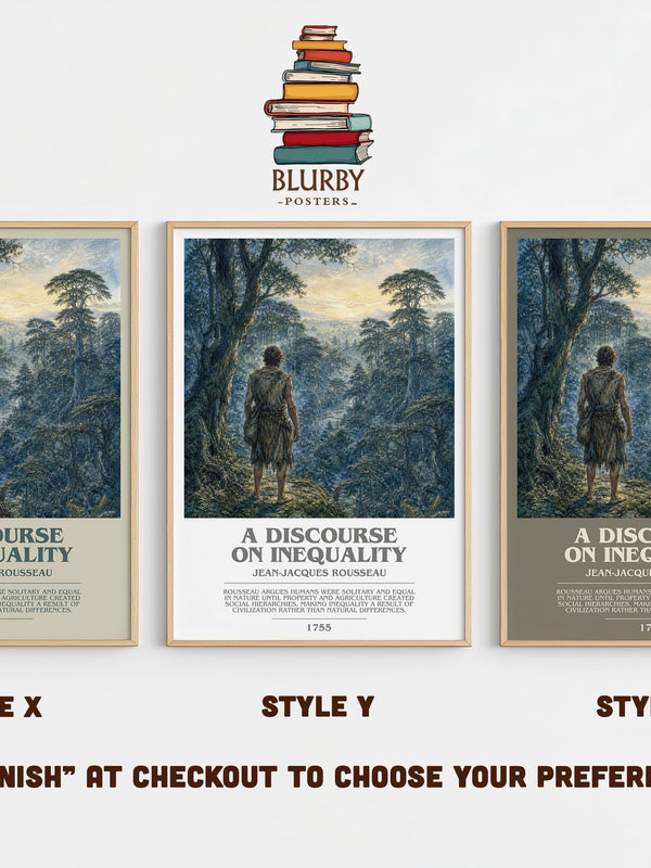 A discourse on inequality bookish print in frame leaning in hallway – philosophy wall art