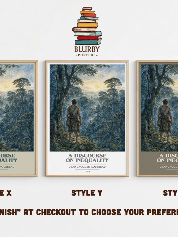 A discourse on inequality book cover print in frame leaning in hallway – philosophy wall art