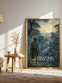 A discourse on inequality watercolour print in frame leaning in hallway – philosophy wall art