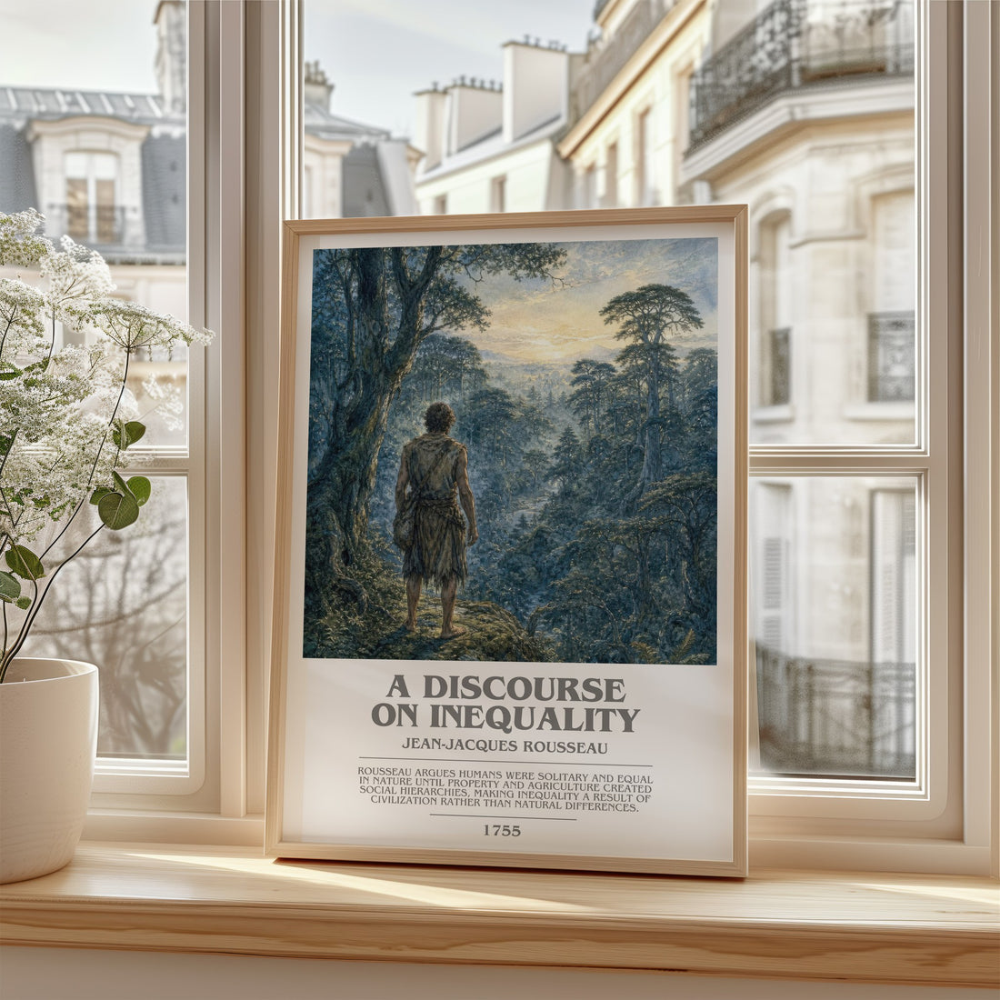 A discourse on inequality bookish poster colour and style options – Jean-Jacques Rousseau book art