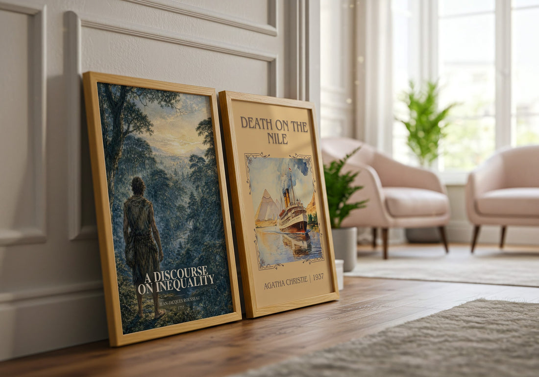 A discourse on inequality watercolour print framed by window – literary home decor