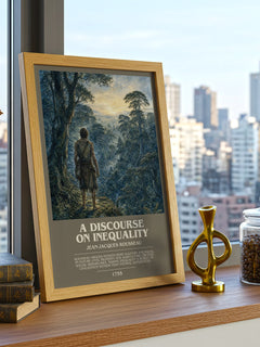 A discourse on inequality bookish print framed by window – literary home decor