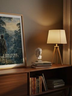 A discourse on inequality watercolour print on bookshelf – Jean-Jacques Rousseau fan gift