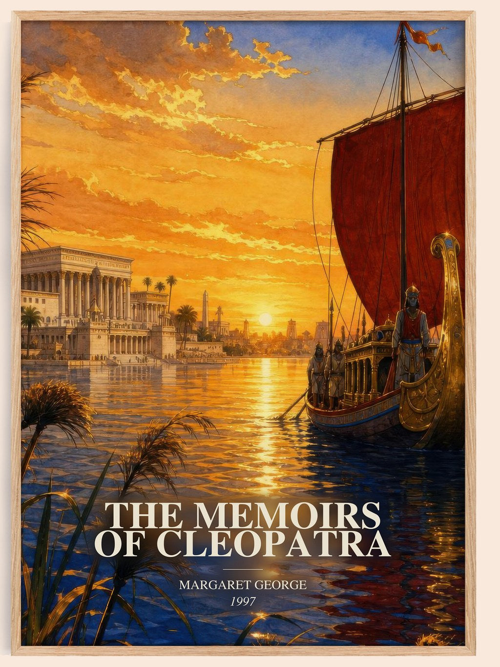 The Memoirs of Cleopatra watercolour book poster by Margaret George – framed literary art print