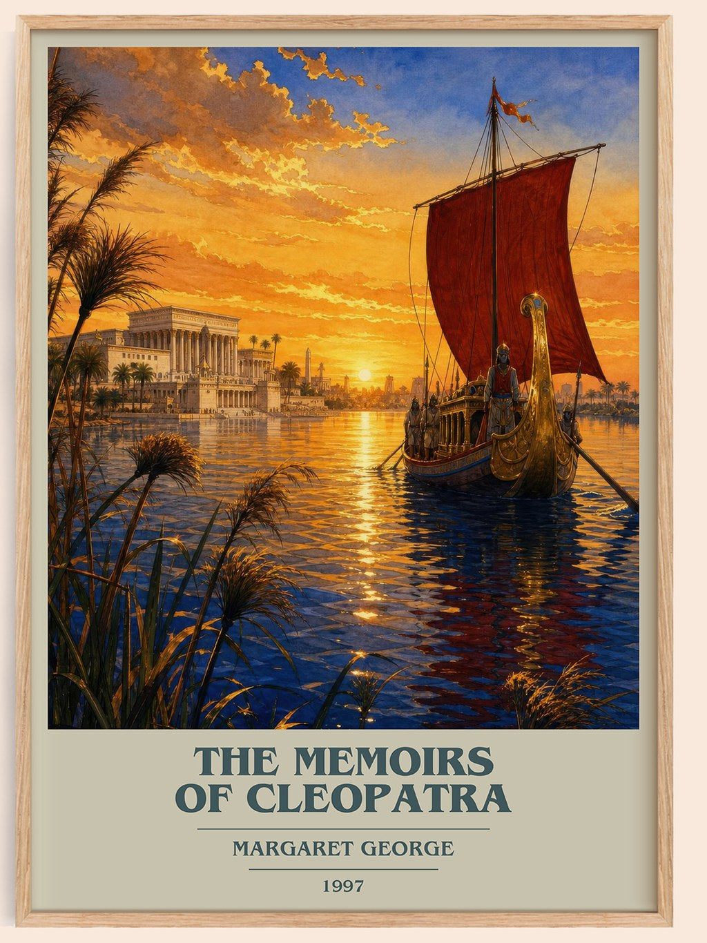 The Memoirs of Cleopatra book cover book poster by Margaret George – framed literary art print