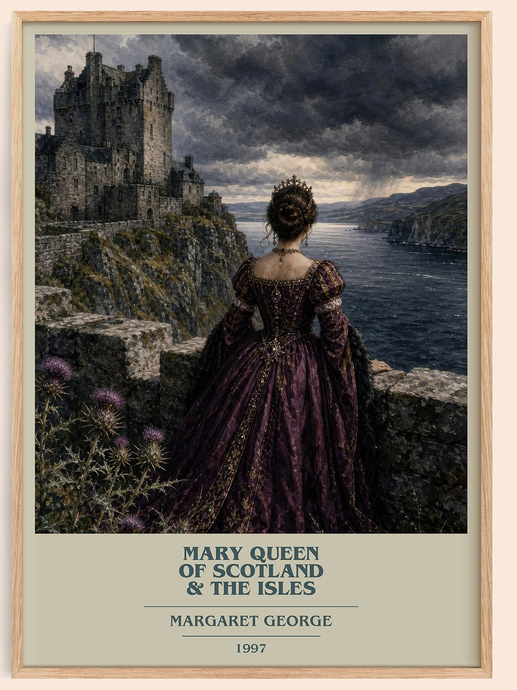 Mary Queen of Scotland & The Isles book cover book poster by Margaret George – framed literary art print
