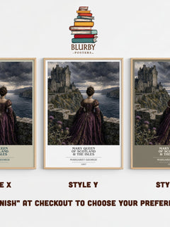 Mary Queen of Scotland & The Isles book cover print in frame leaning in hallway – historical fiction wall art