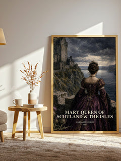 Mary Queen of Scotland & The Isles watercolour print in frame leaning in hallway – historical fiction wall art
