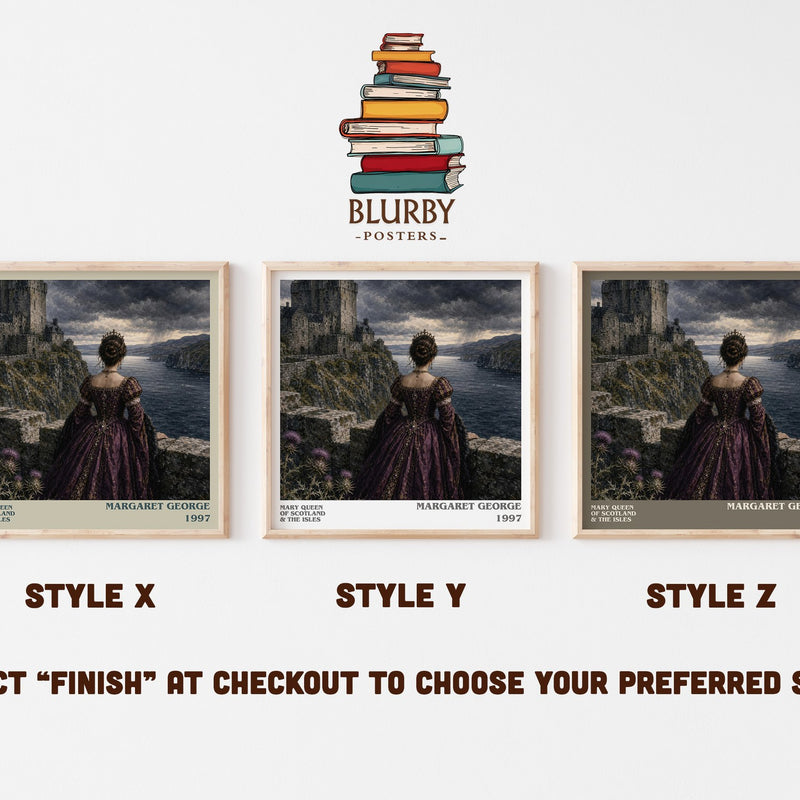 Mary Queen of Scotland & The Isles literary print in frame leaning in hallway – historical fiction wall art