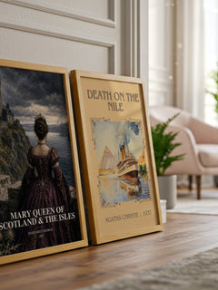 Mary Queen of Scotland & The Isles watercolour print framed by window – literary home decor
