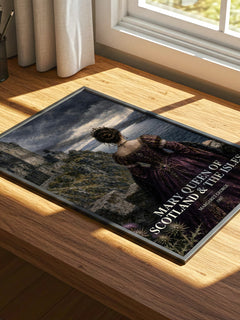 Mary Queen of Scotland & The Isles watercolour book poster framed on wall – historical fiction wall art