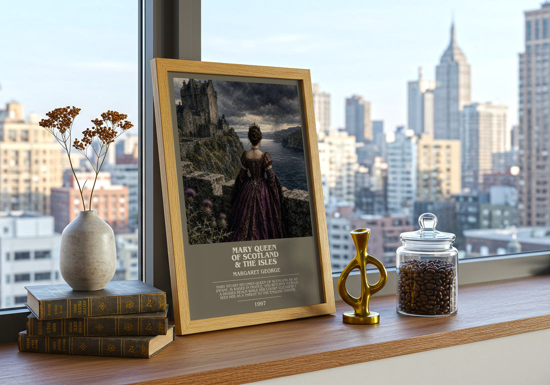 Mary Queen of Scotland & The Isles bookish print framed by window – literary home decor