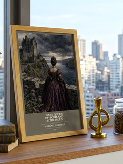 Mary Queen of Scotland & The Isles book cover print framed by window – literary home decor