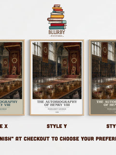 The autobiography of Henry VIII book cover print in frame leaning in hallway – historical fiction wall art