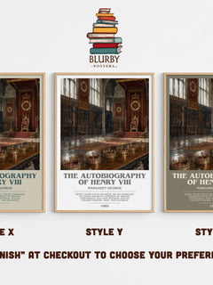 The autobiography of Henry VIII bookish print in frame leaning in hallway – historical fiction wall art
