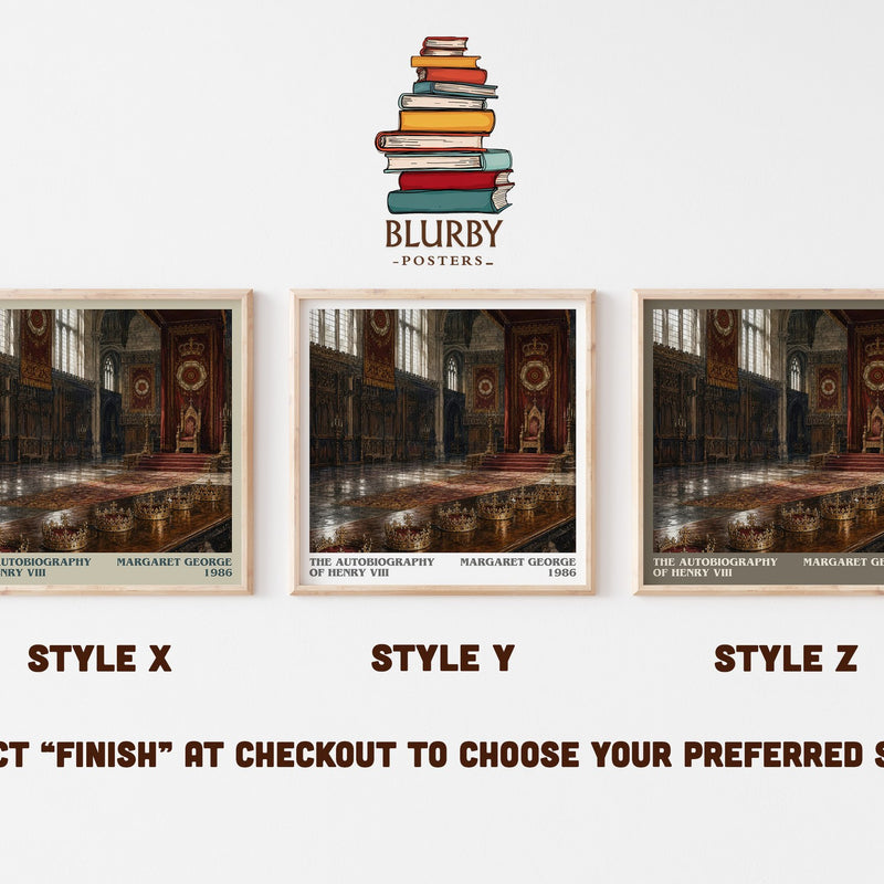 The autobiography of Henry VIII literary print in frame leaning in hallway – historical fiction wall art