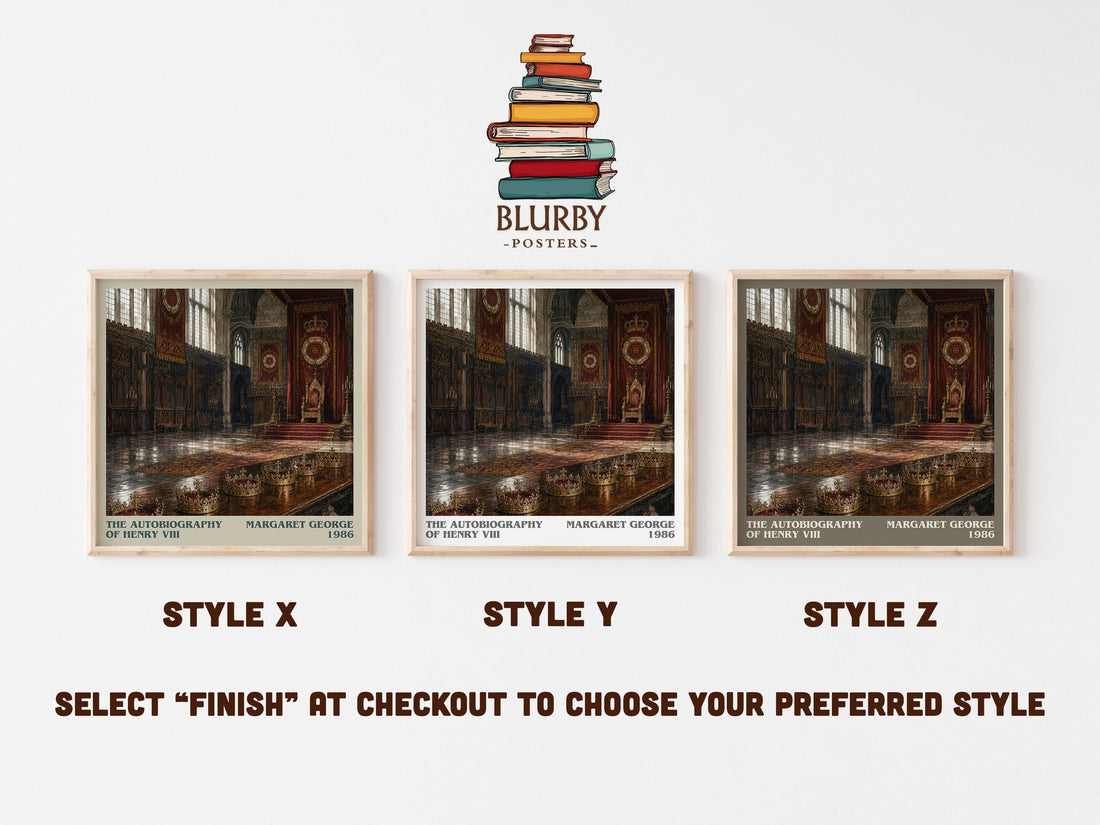 The autobiography of Henry VIII literary print in frame leaning in hallway – historical fiction wall art (mockup)