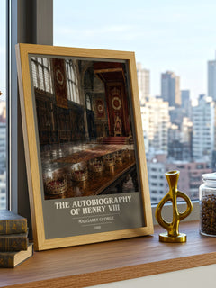 The autobiography of Henry VIII book cover print framed by window – literary home decor