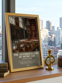The autobiography of Henry VIII bookish print framed by window – literary home decor