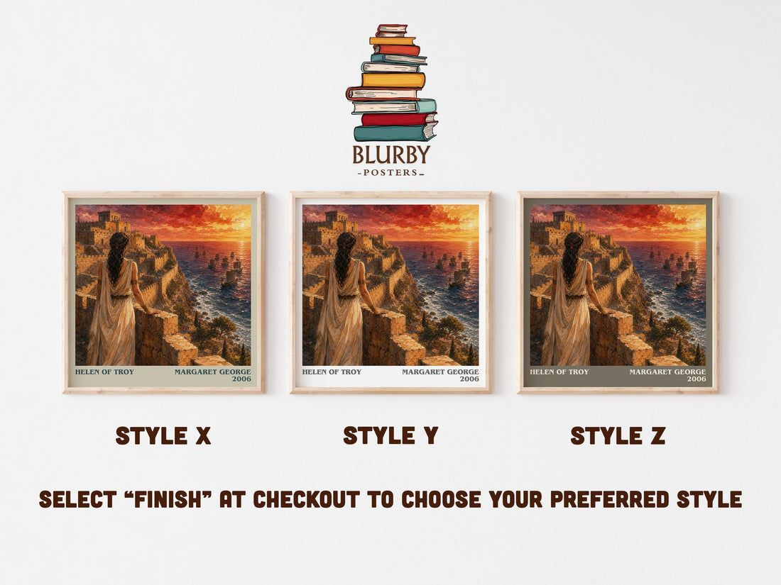 Helen of Troy literary print in frame leaning in hallway – historical fiction wall art (mockup)