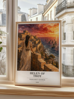 Helen of Troy Book Cover Poster by Margaret George – framed print by a bright window