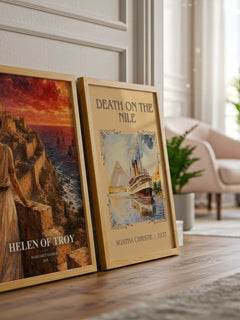 Helen of Troy watercolour print framed by window – literary home decor