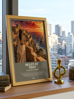 Helen of Troy bookish print framed by window – literary home decor
