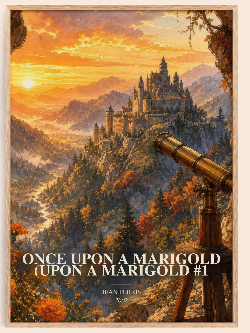 Once Upon A Marigold (Upon a Marigold #1 watercolour book poster by Jean Ferris – framed literary art print