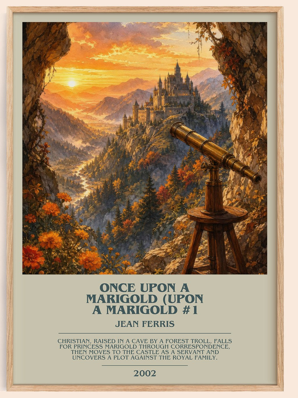 Once Upon A Marigold (Upon a Marigold #1 bookish book poster by Jean Ferris – framed literary art print