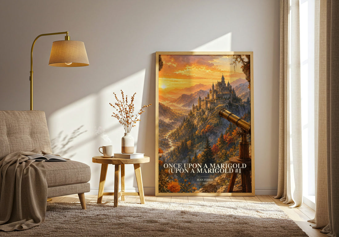 Once Upon A Marigold (Upon a Marigold #1 watercolour print in frame leaning in hallway – childrens wall art