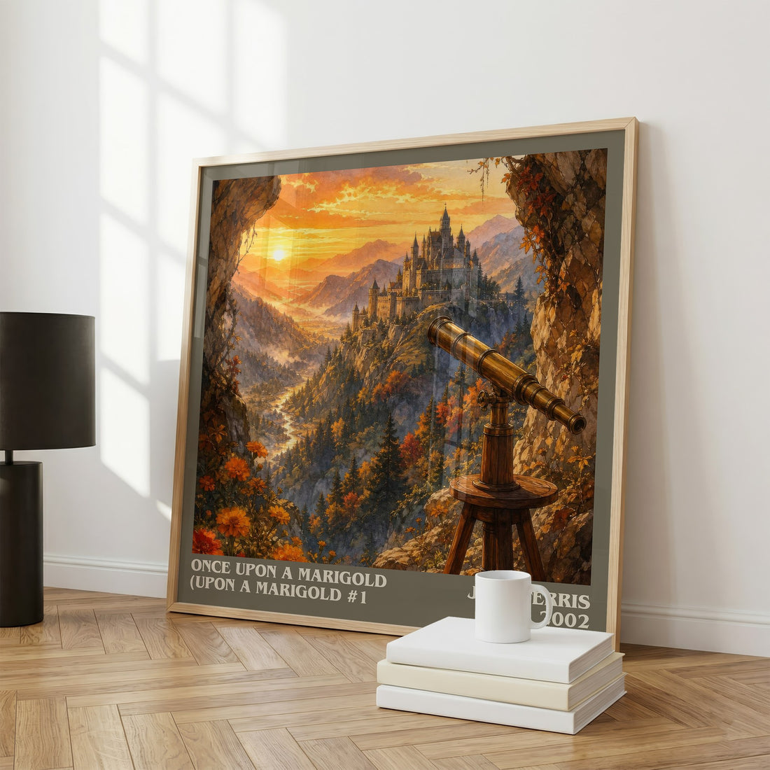 Once Upon A Marigold (Upon a Marigold #1 literary print framed by window – literary home decor