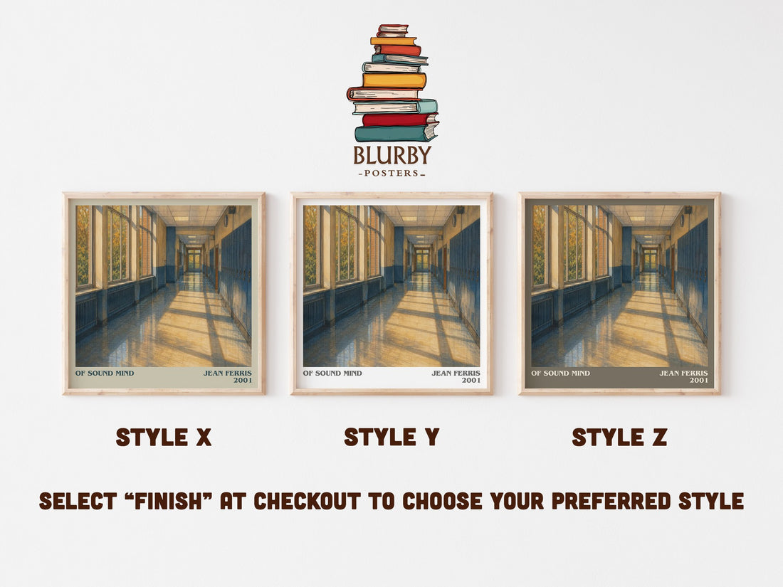 Of sound mind literary print in frame leaning in hallway – young adult wall art (mockup)