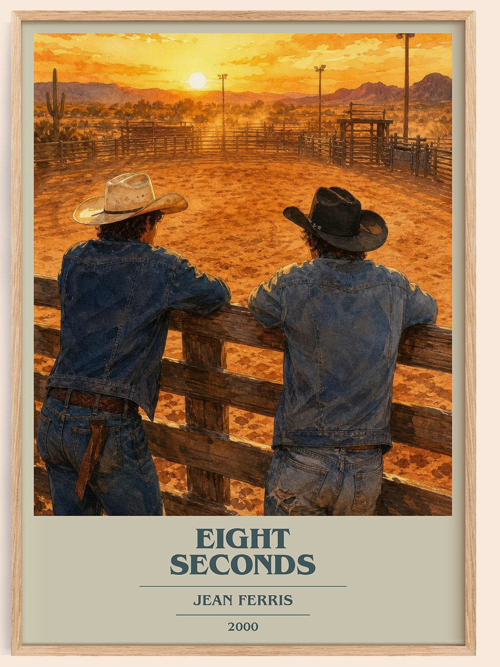 Eight seconds book cover book poster by Jean Ferris – framed literary art print