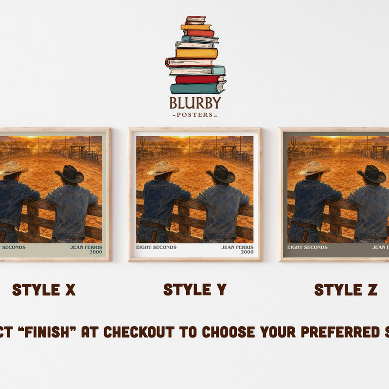 Eight seconds literary print in frame leaning in hallway – young adult wall art