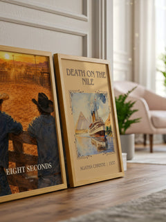 Eight seconds watercolour print framed by window – literary home decor