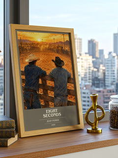 Eight seconds book cover print framed by window – literary home decor