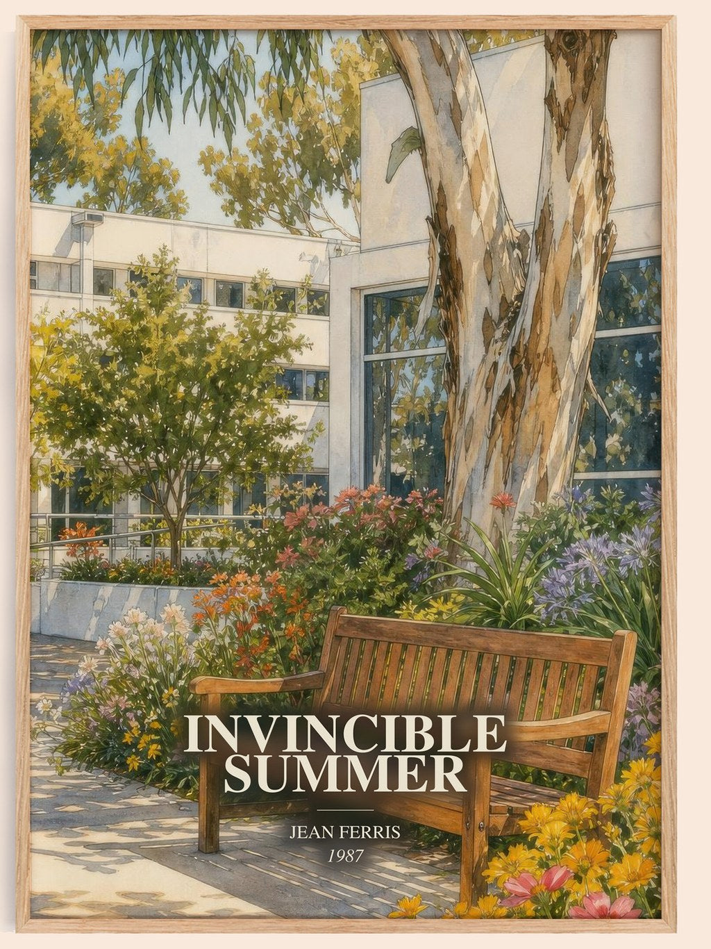 Invincible Summer watercolour book poster by Jean Ferris – framed literary art print