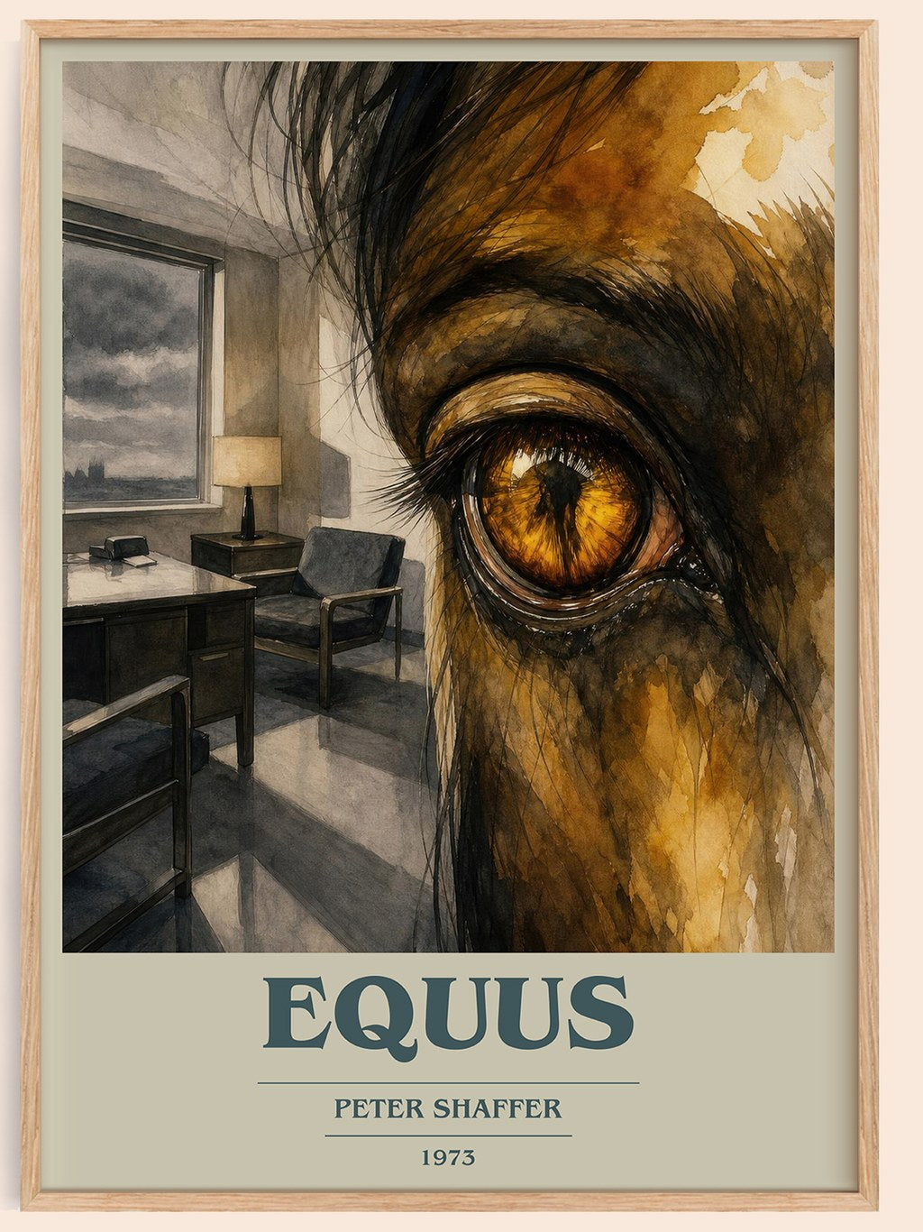 Equus book cover book poster by Peter Shaffer – framed literary art print