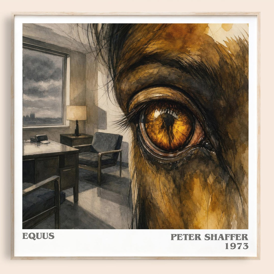 Equus literary book poster by Peter Shaffer – framed literary art print
