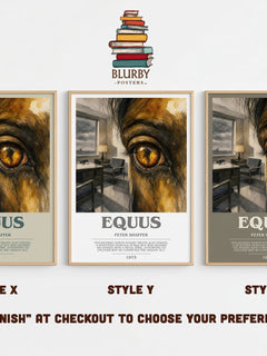 Equus bookish print in frame leaning in hallway – literary fiction wall art
