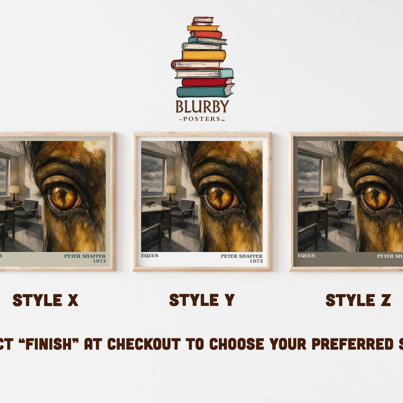 Equus literary print in frame leaning in hallway – literary fiction wall art
