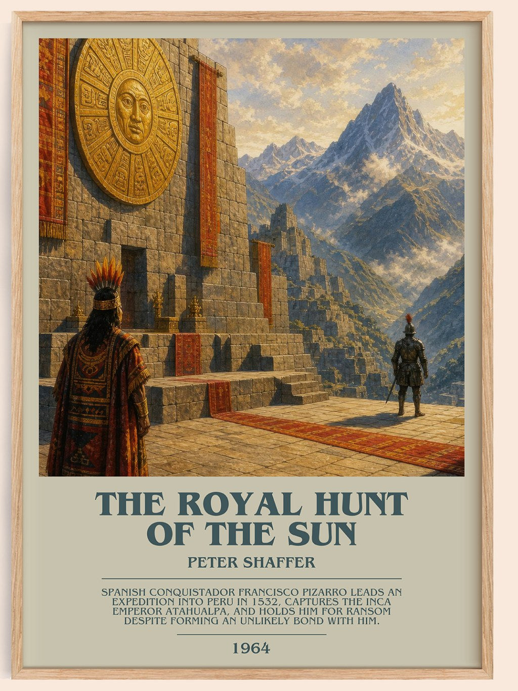 The royal hunt of the sun bookish book poster by Peter Shaffer – framed literary art print