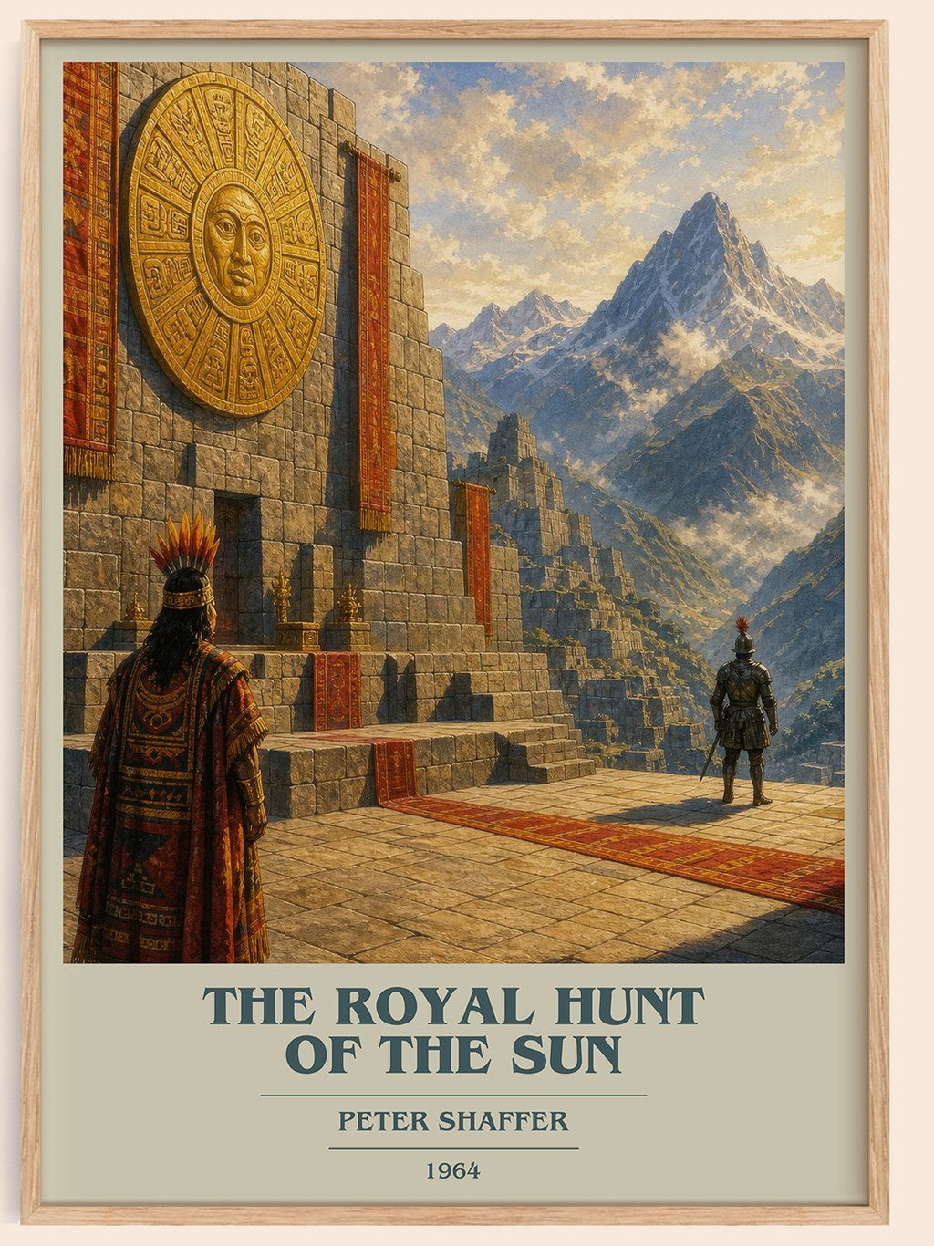 The royal hunt of the sun book cover book poster by Peter Shaffer – framed literary art print